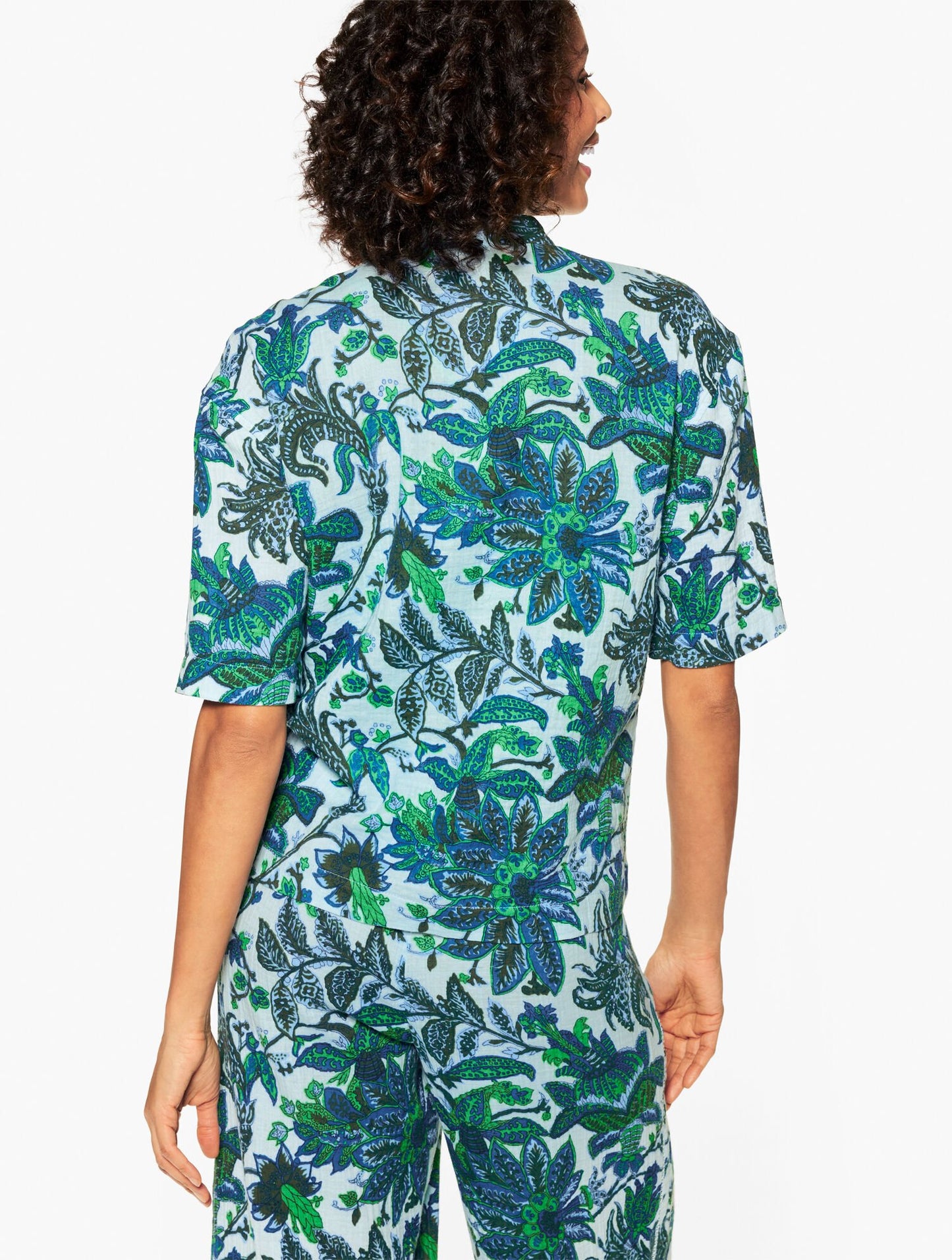 Aqua Club Gauze Popover Shirt Cover-Up - Bali Blooms