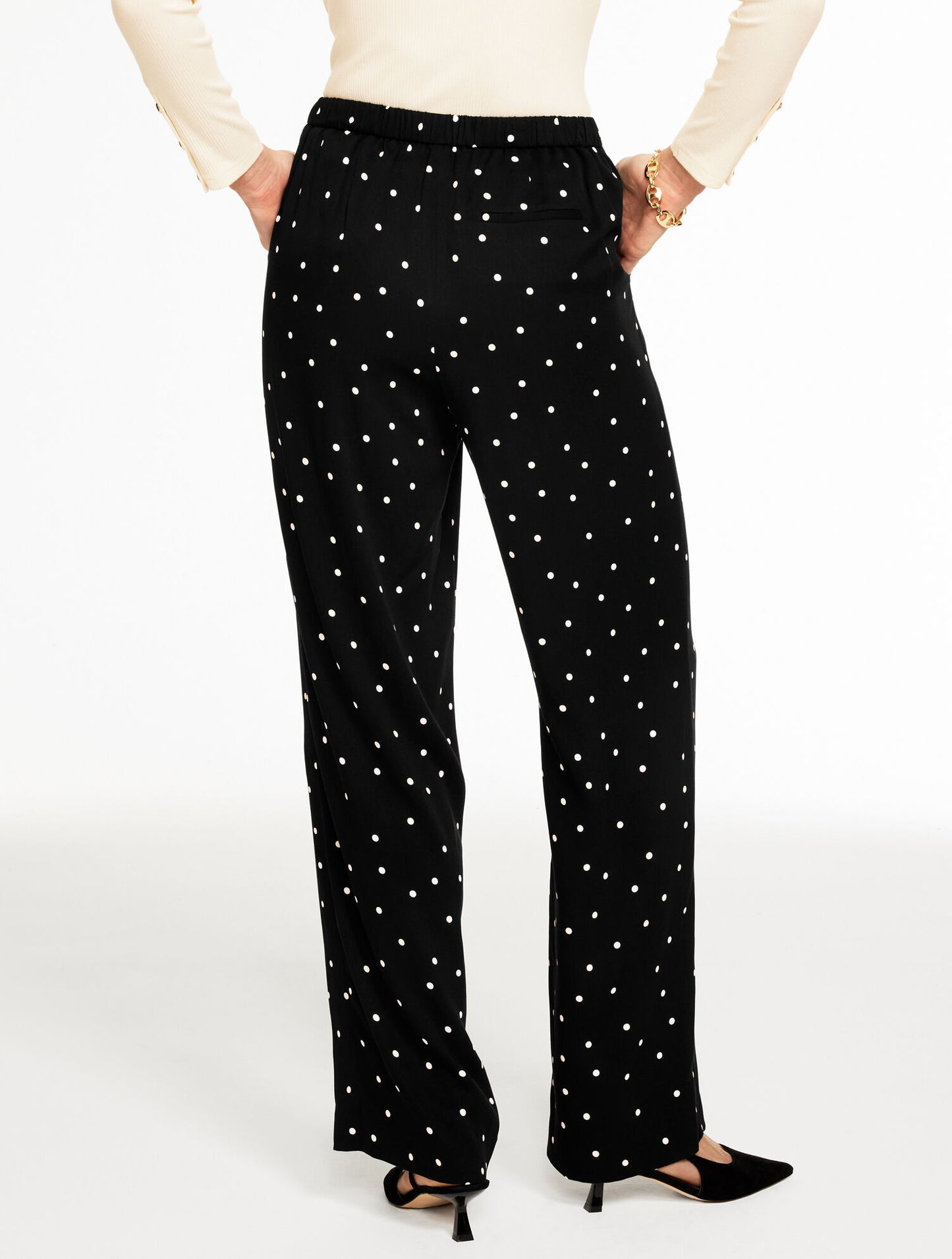 Wide Leg Pull-On Pants - Luminous Dots
