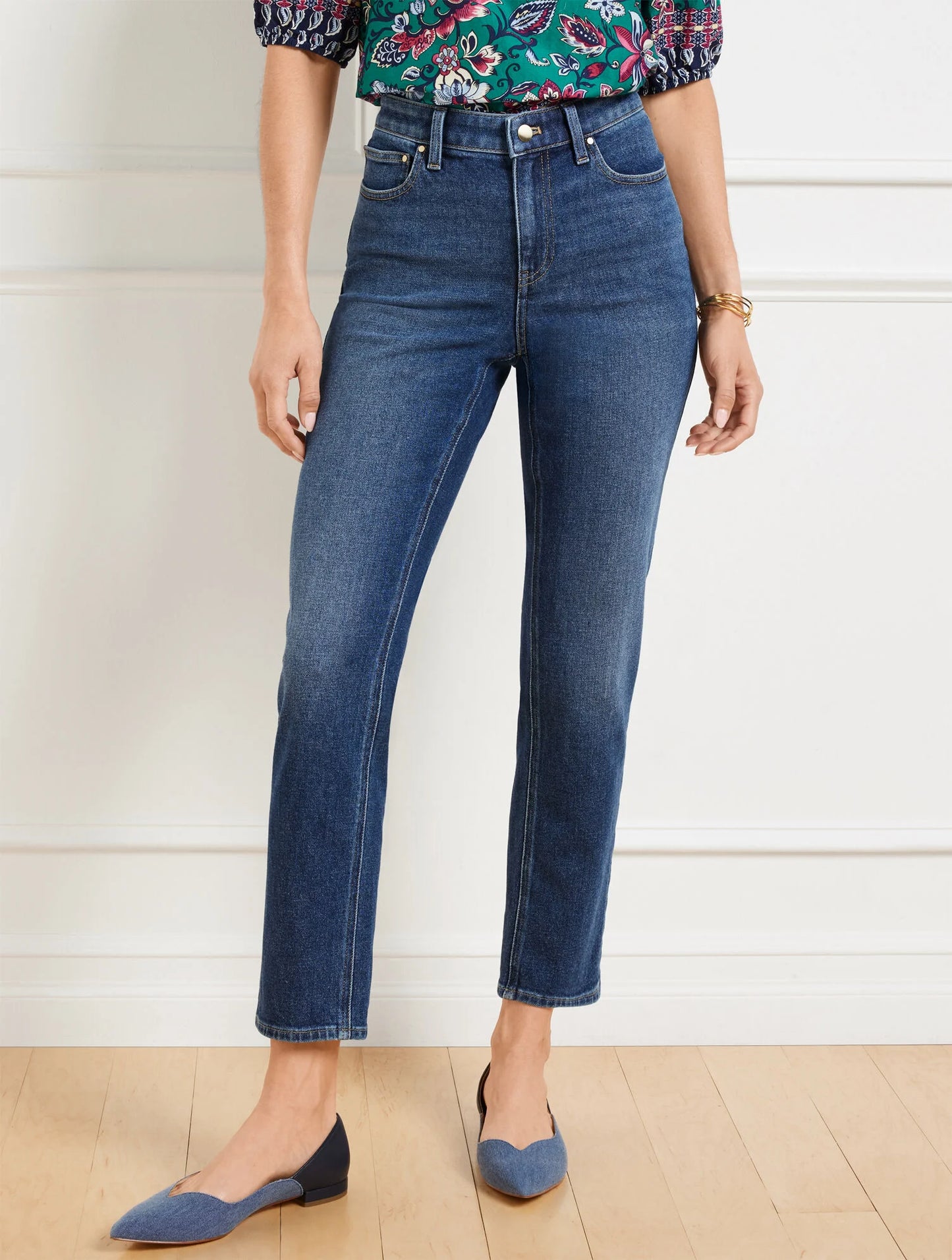 Slim Straight Ankle Jeans - Penelope Wash