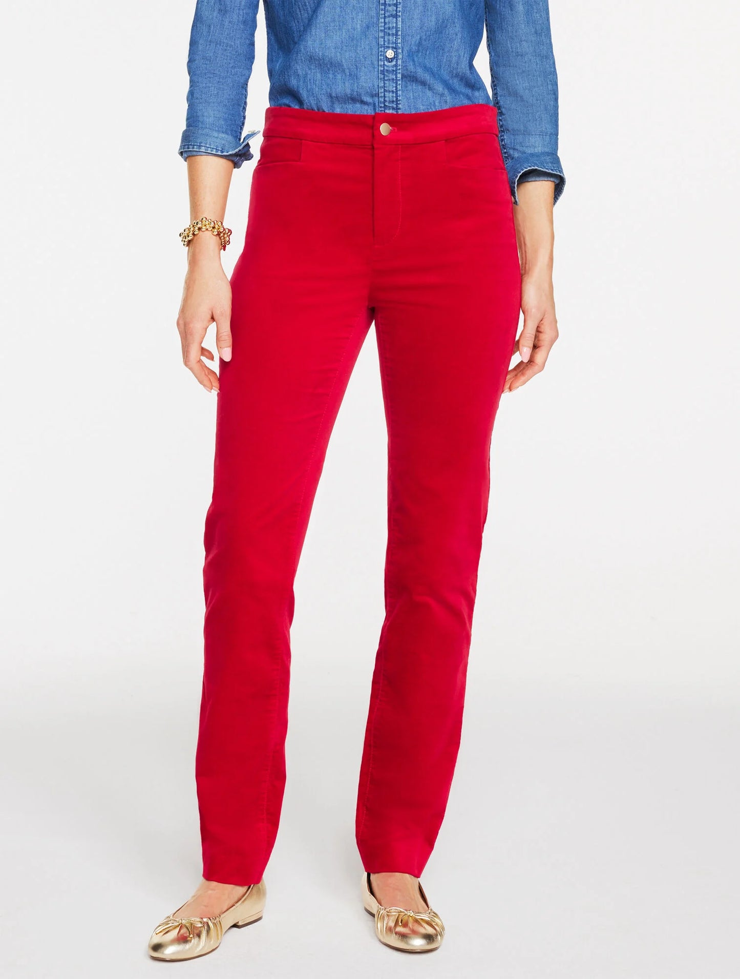 Straight Leg Velveteen Pants