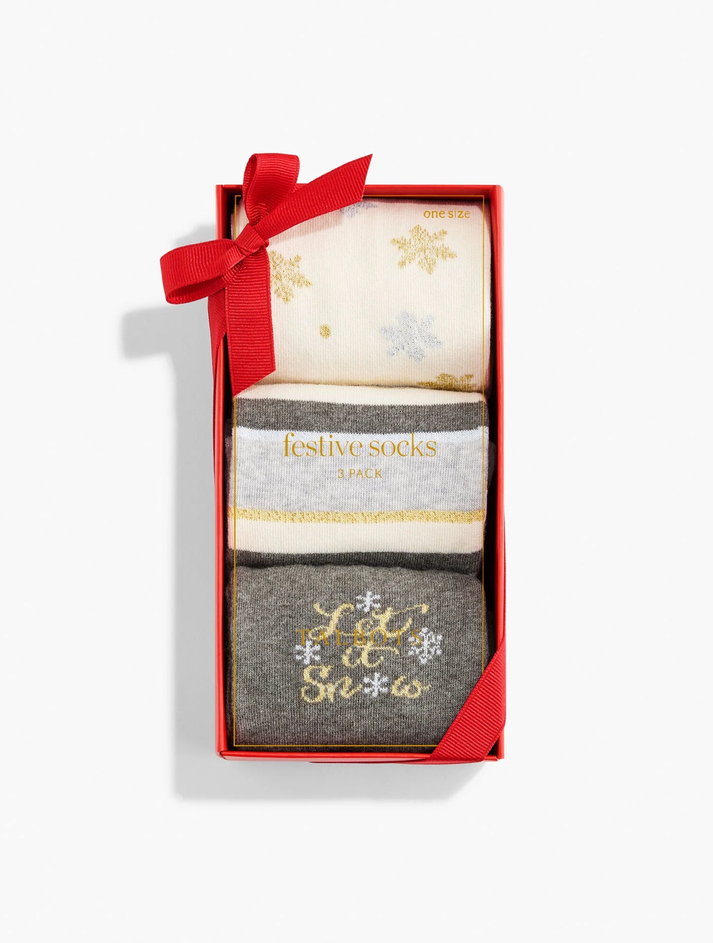 Metallic Snowflake Socks 3-Pack Gift Set
