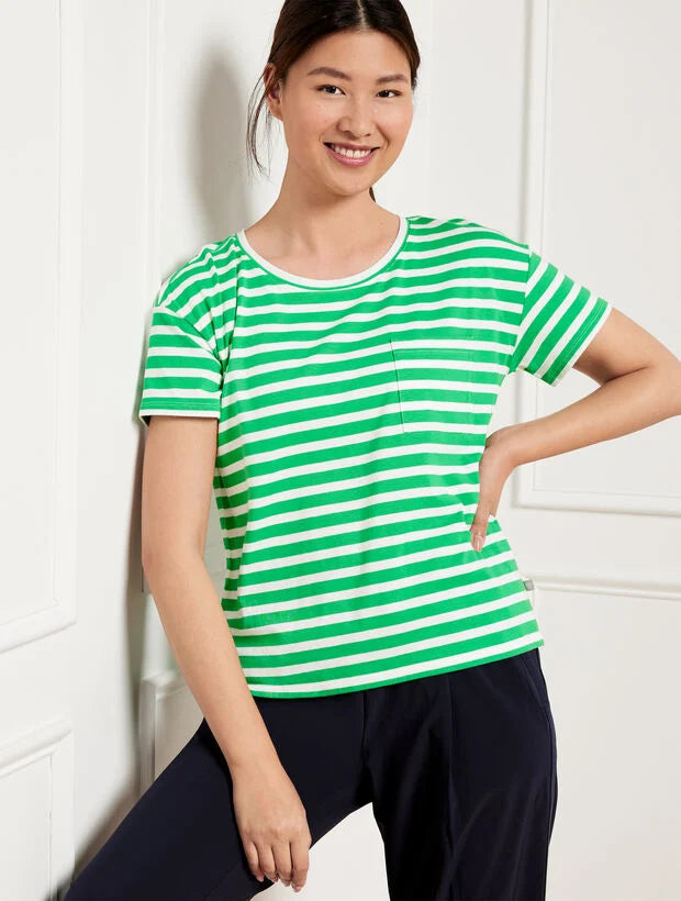 Supersoft Jersey Patch Pocket Tee - Pucker Stripe