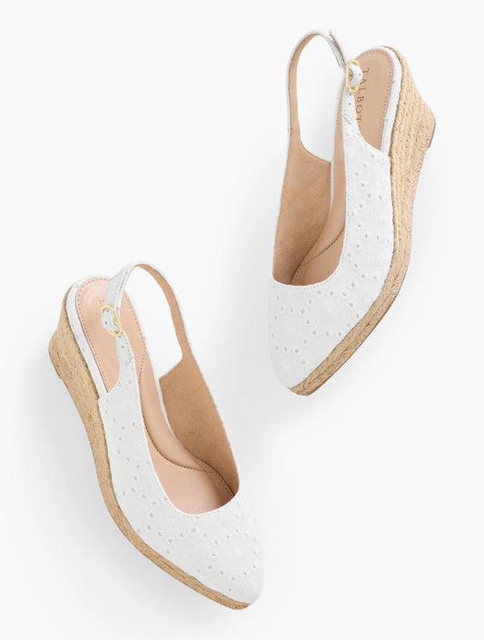 Vivi Slingback Espadrille Wedges - Eyelet