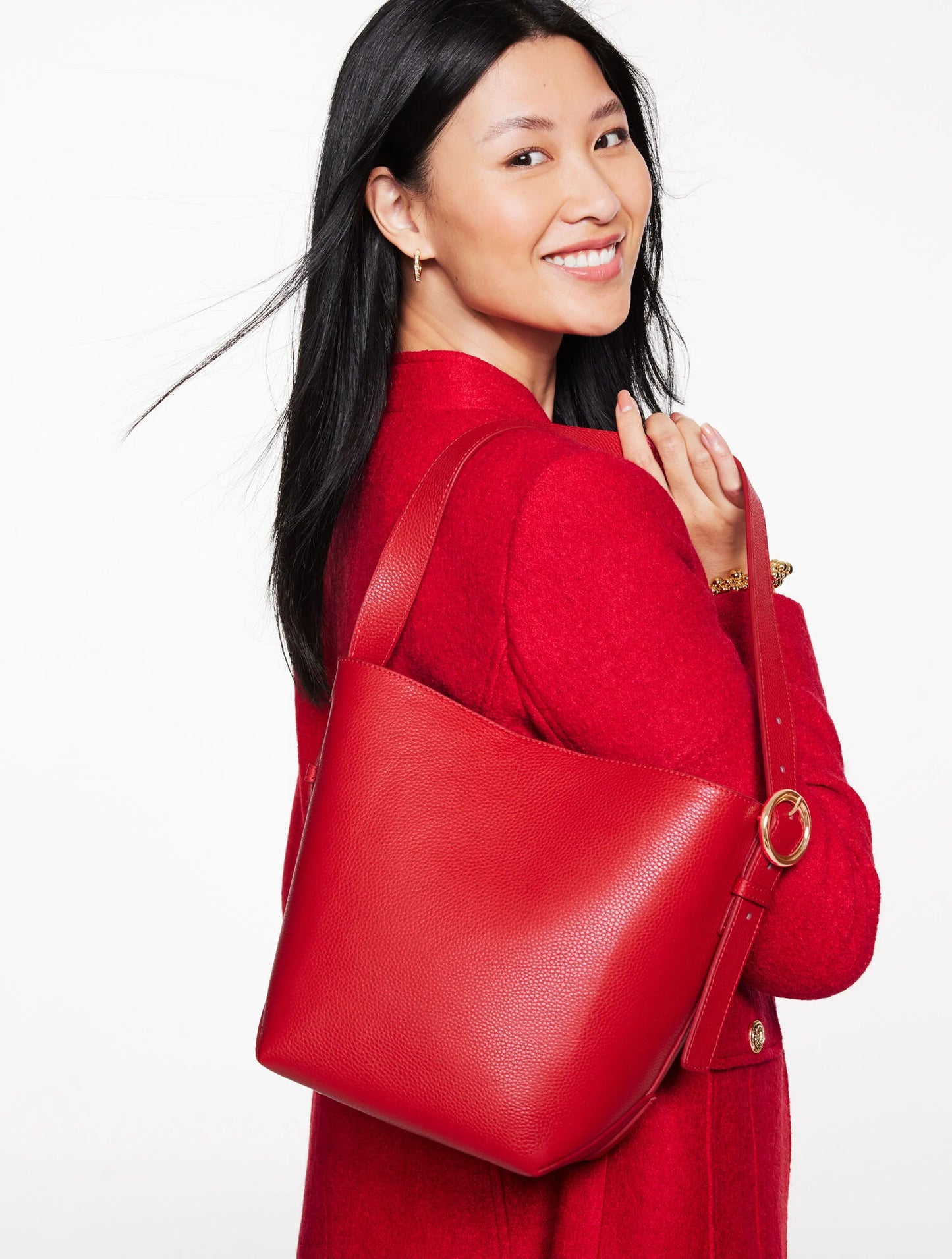 Pebble Leather Bucket Bag