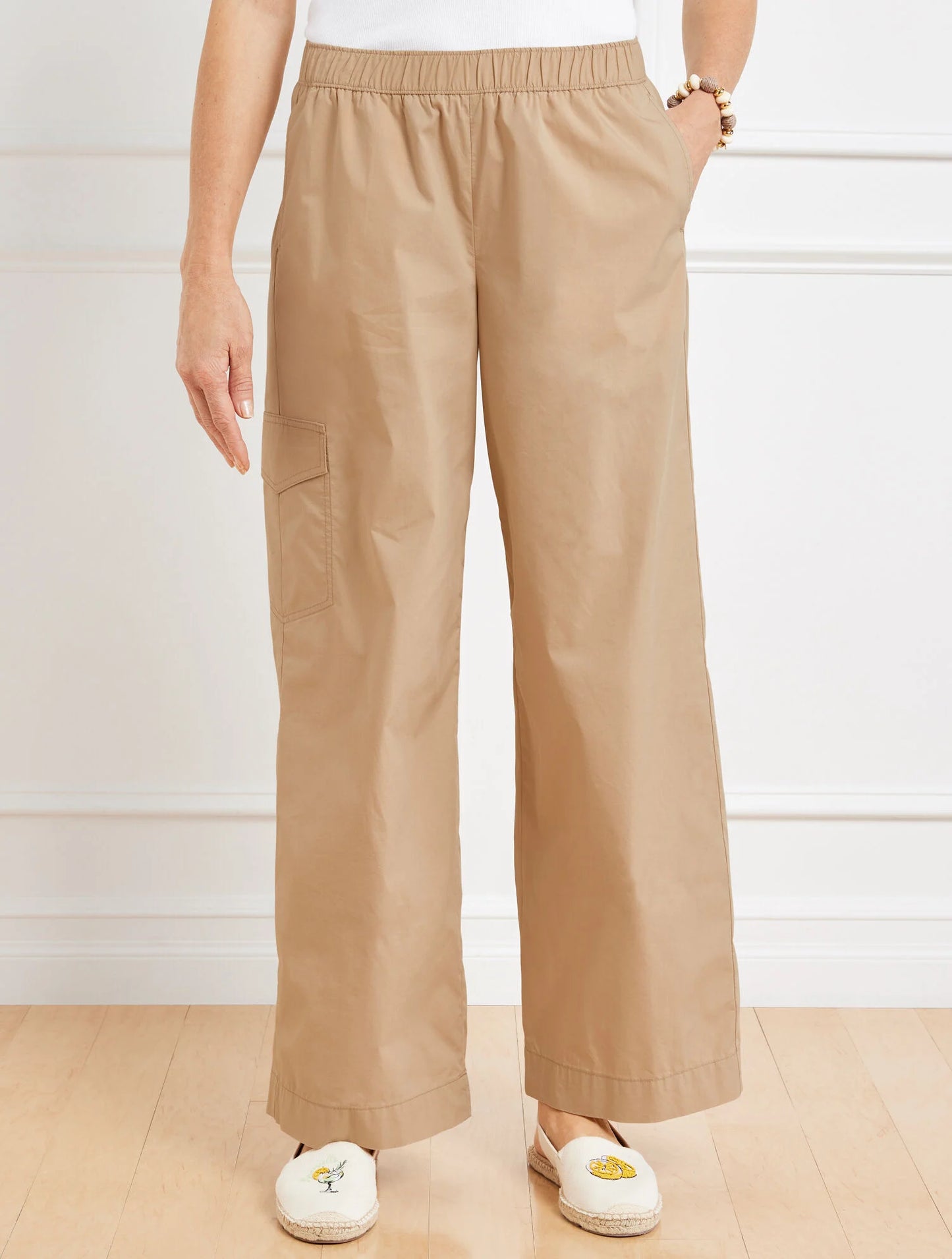 Wide Leg Cargo Poplin Pants