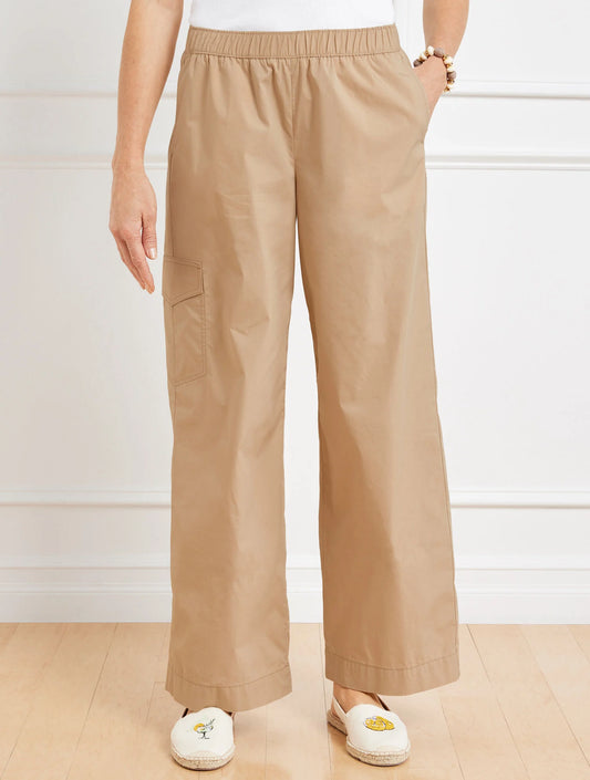 Wide Leg Cargo Poplin Pants