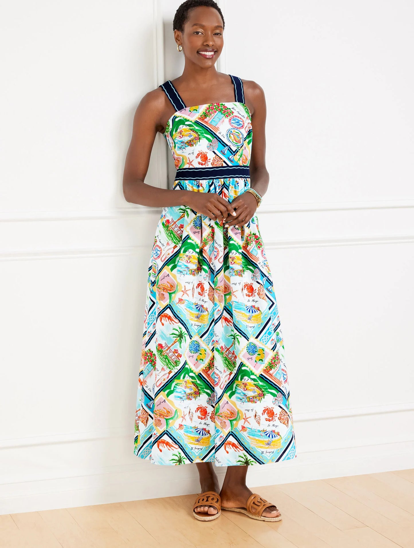 Modern Poplin Fit & Flare Dress - Summer Vista