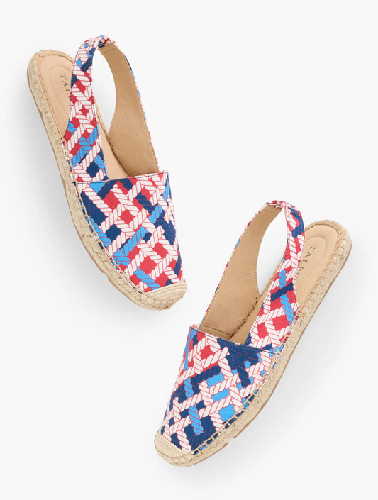 Izzy Slingback Espadrille Flats - Rope Print