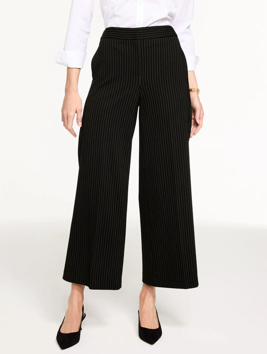 Wide Ankle Pinstripe Ponte Pants