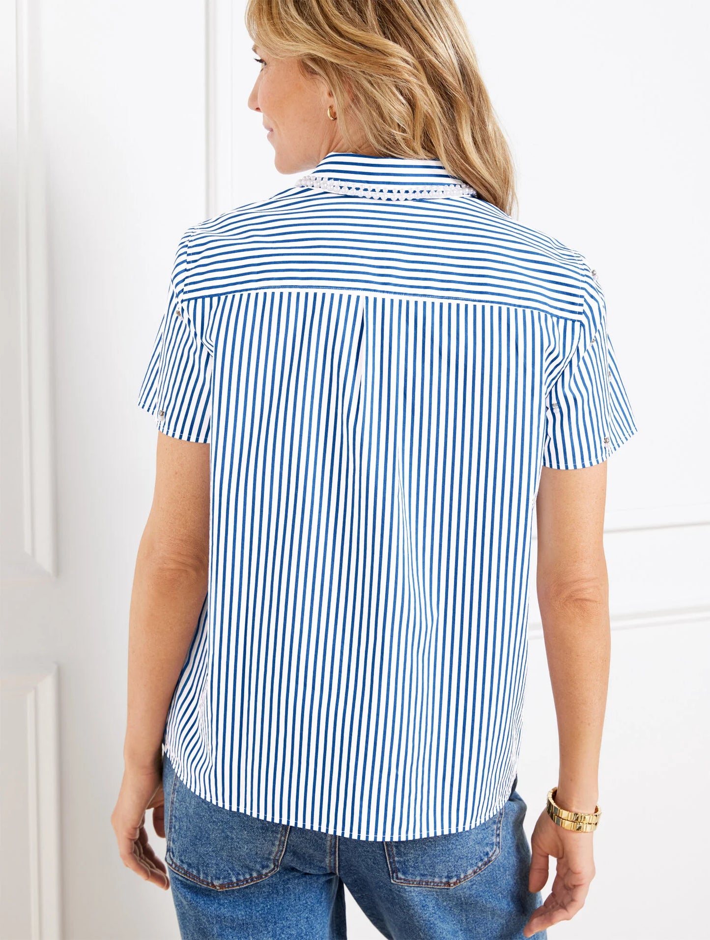 Embellished Short Shirt - Daffodil Stripe