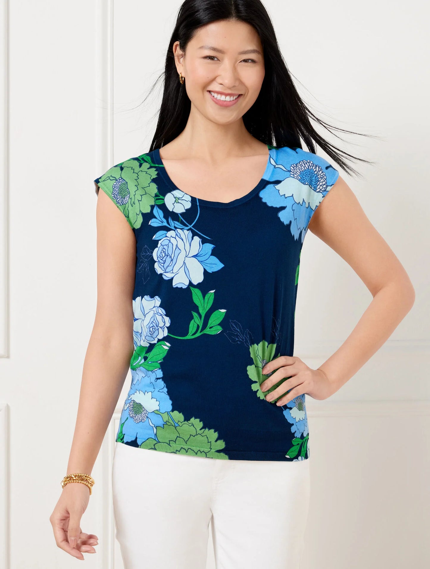 Cap Sleeve Pullover - Bold Floral