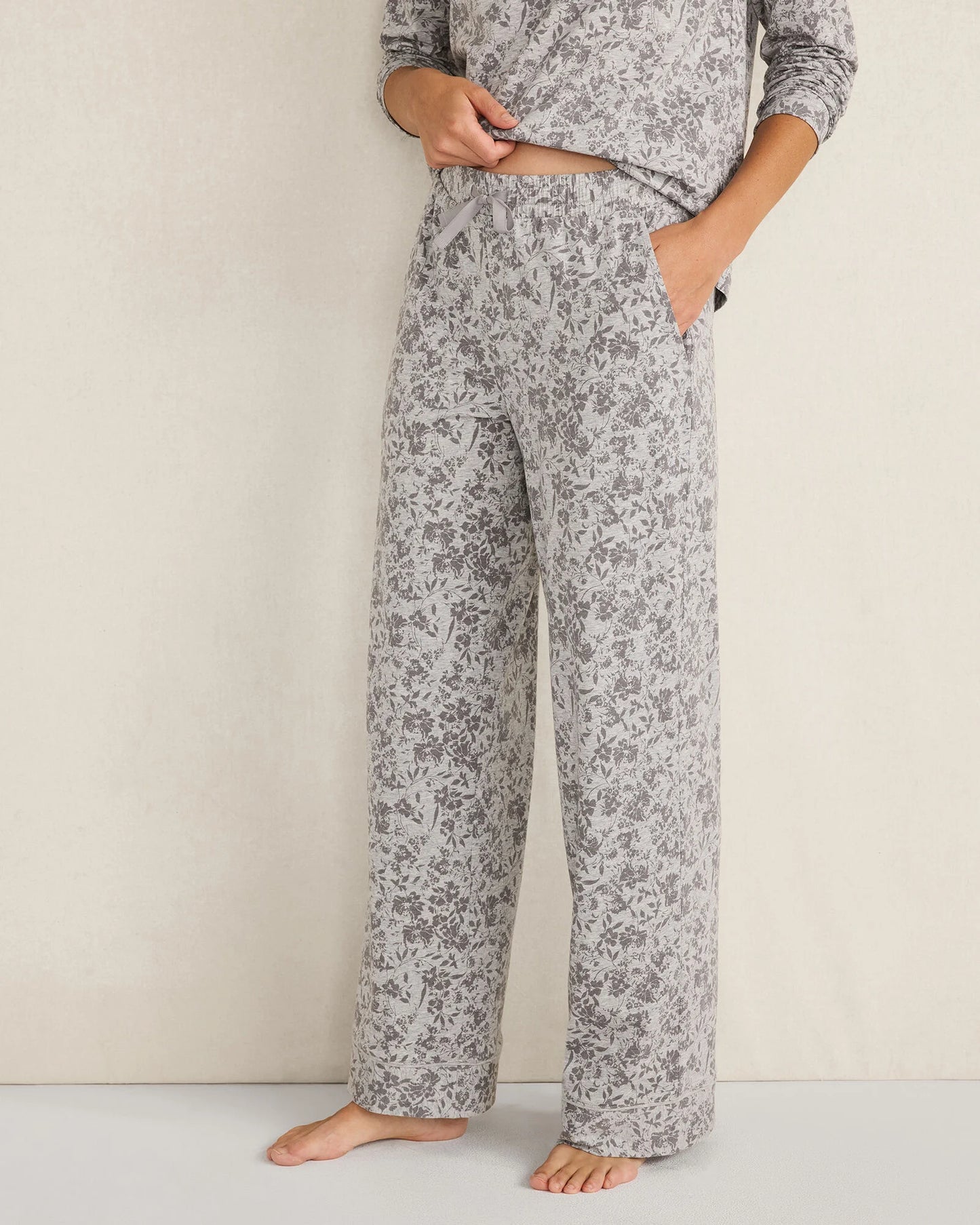 Organic Cotton Jersey Muted Floral Pajama Pants