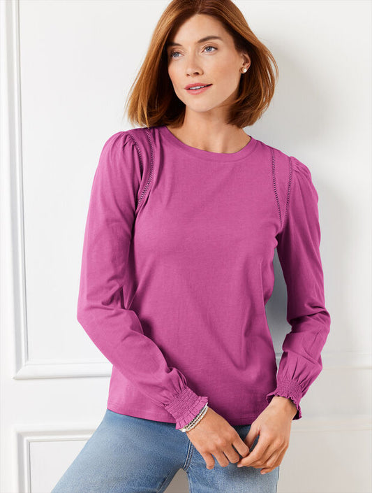 Lattice Trim Crewneck Tee