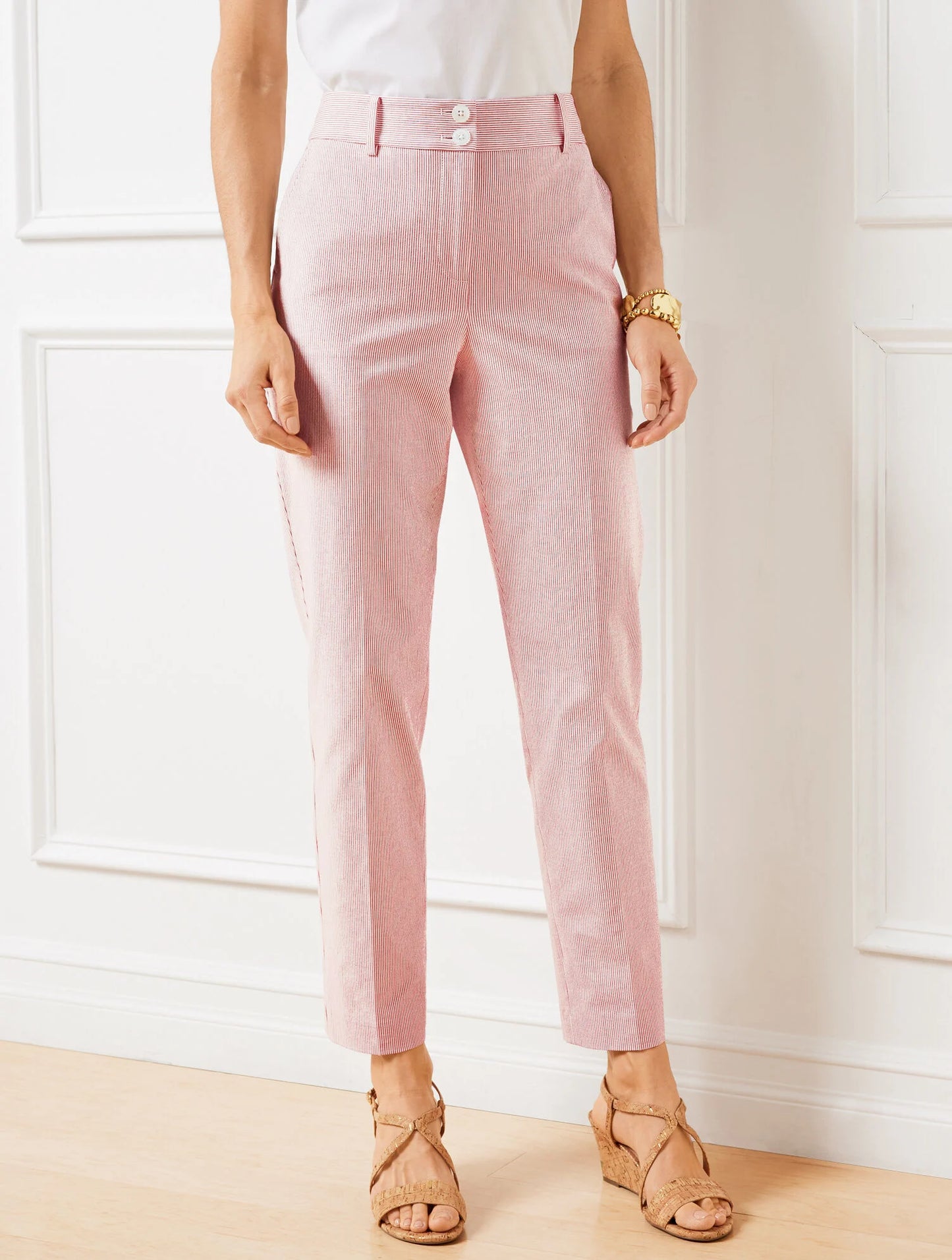 Tapered Ankle Seersucker Pants