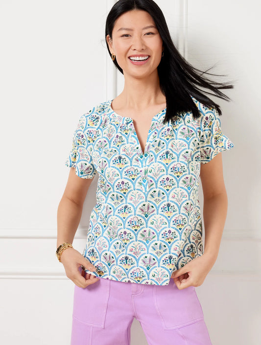 Scalloped Floral Top