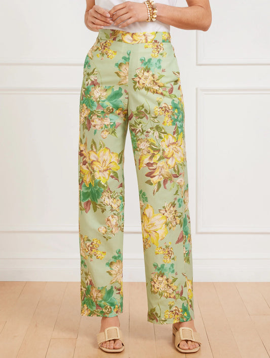 Wide Leg Washed Linen Pants - Dynamic Floral