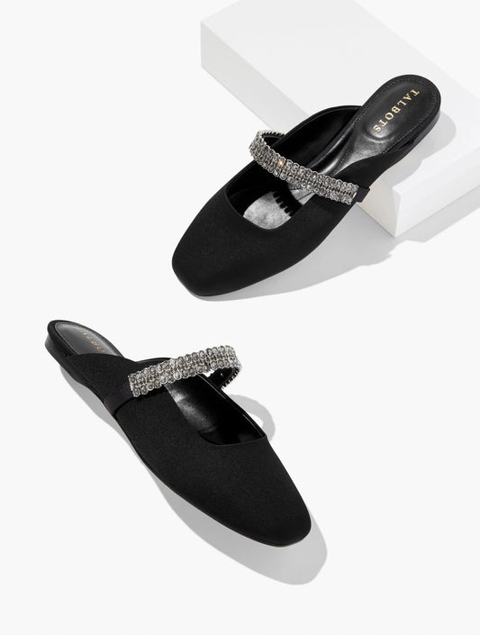 Sloane Embellished Satin Mules