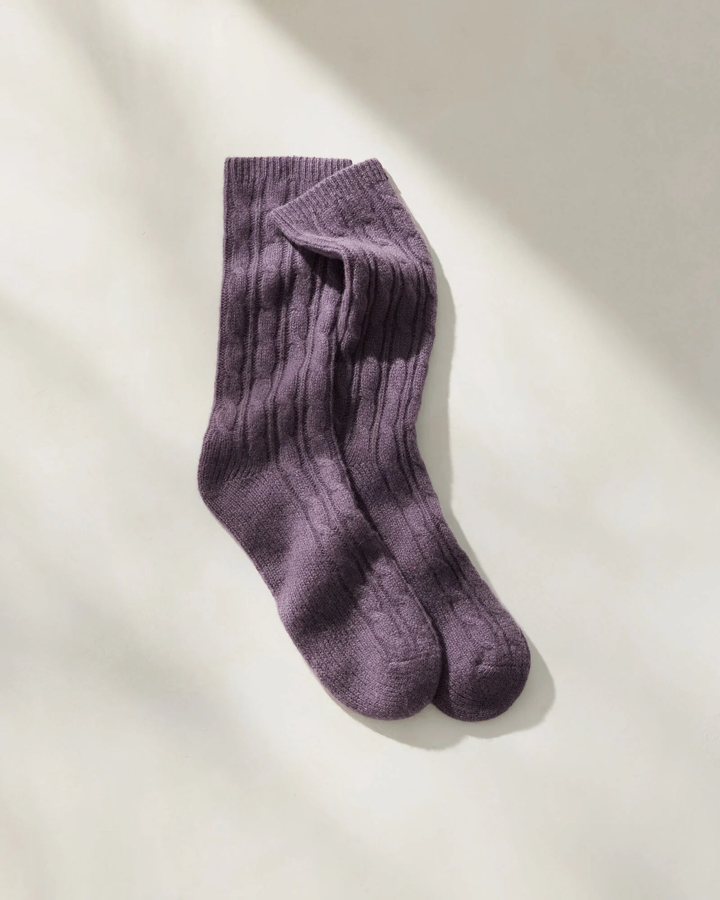 Cashmere Blend Cable Knit Socks