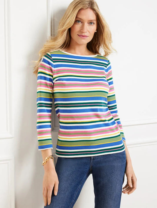 Bateau Neck Tee - Posey Stripe