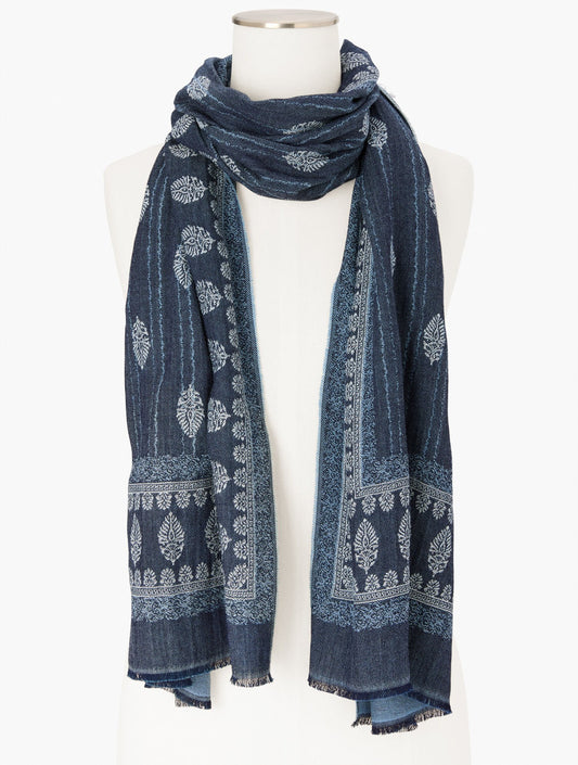 Jacquard Denim Oblong Scarf