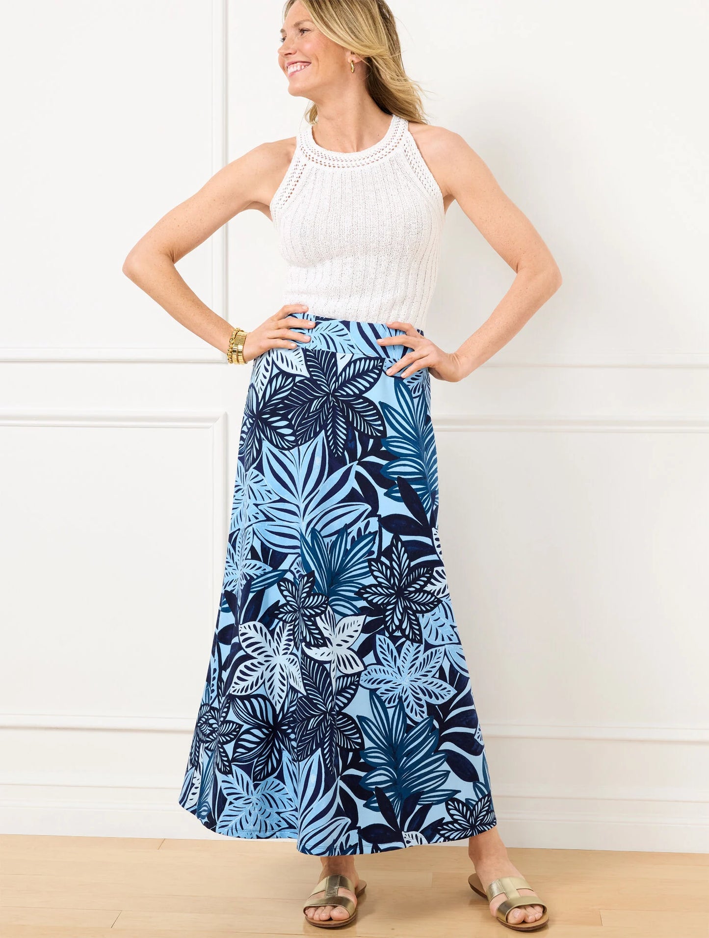 Jersey Maxi Skirt - Watercolor Botanical