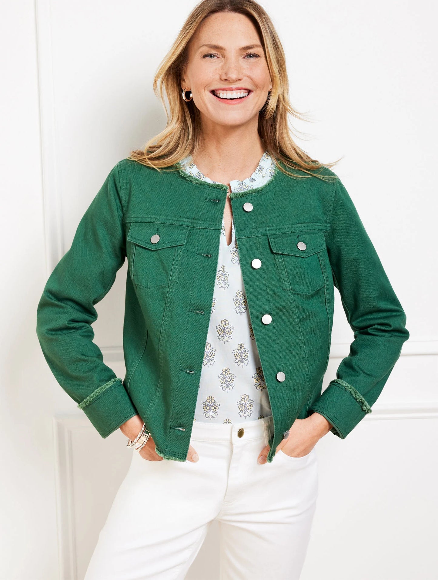 Collarless Jean Jacket