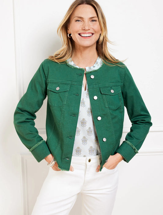 Collarless Jean Jacket