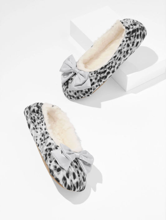 Lena Bow Slippers - Swirly Animal