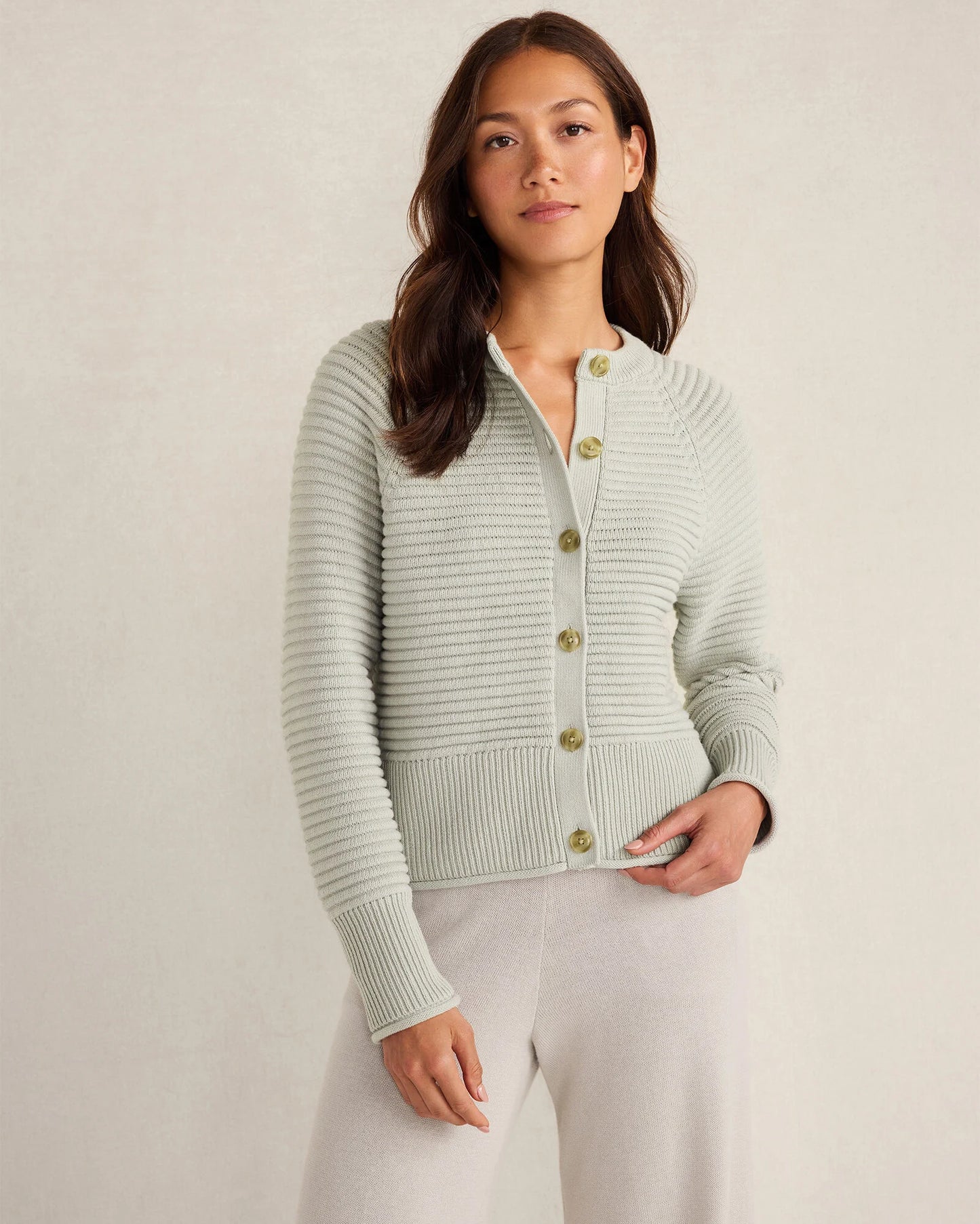 Organic Cotton Horizontal Stitch Cardigan