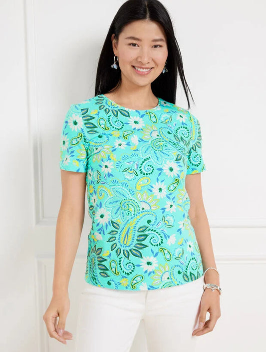 Crewneck Tee - Paisley Blooms