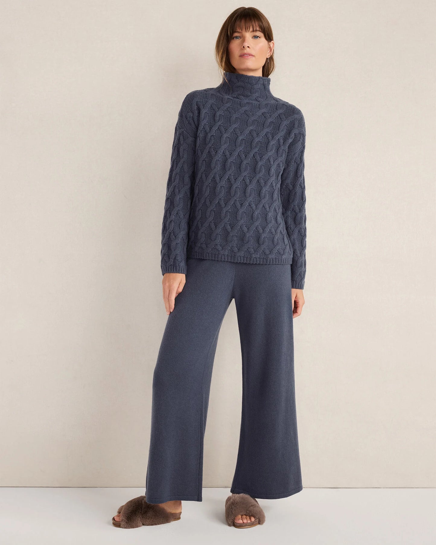 Cashmere Allover Cable Mockneck Sweater