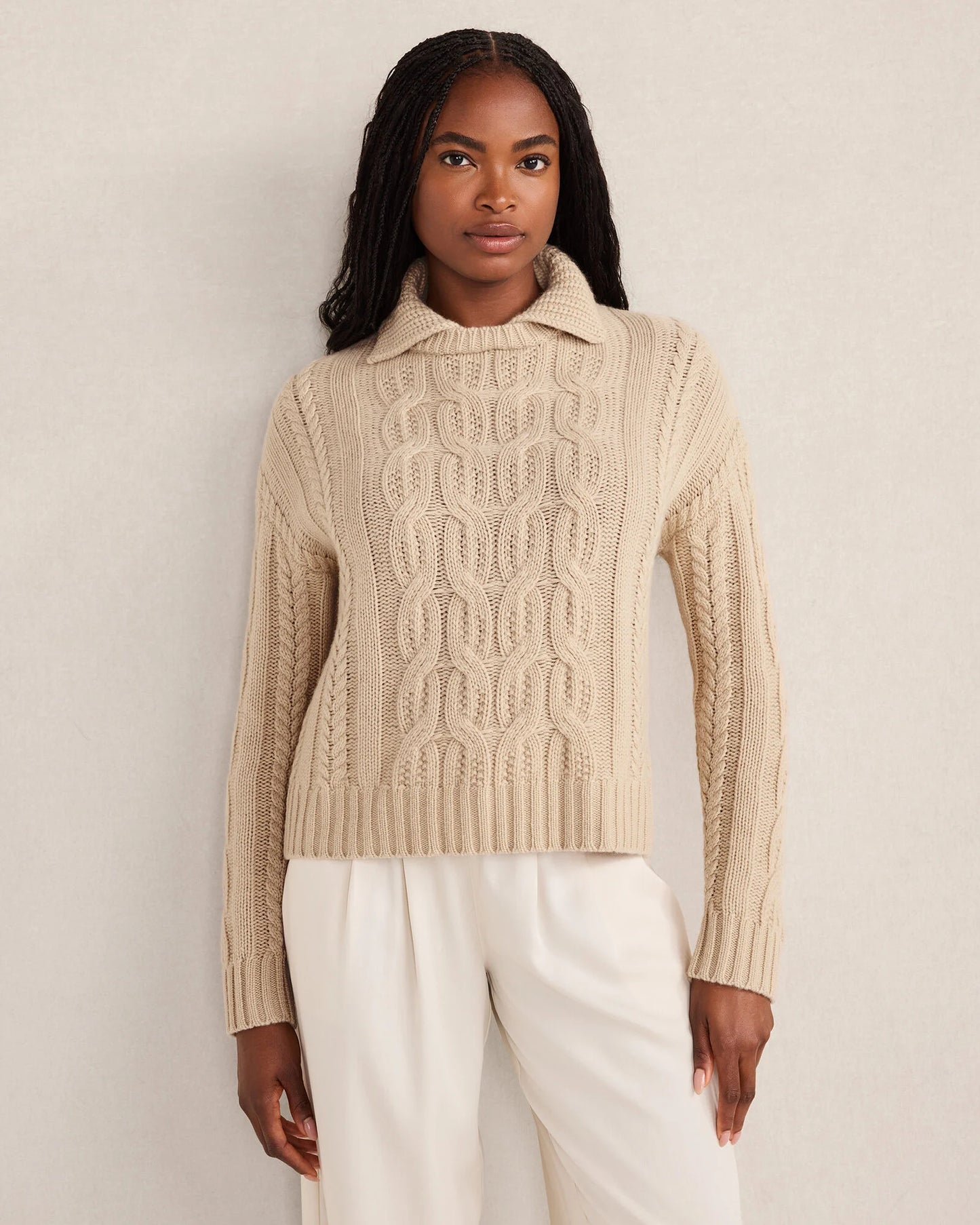 Cashmere Cable Collared Sweater