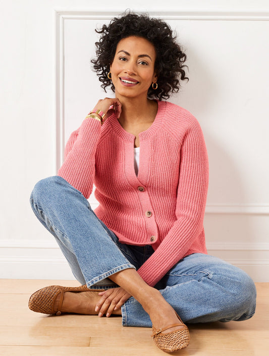 Shaker Stitch V-Neck Cardigan