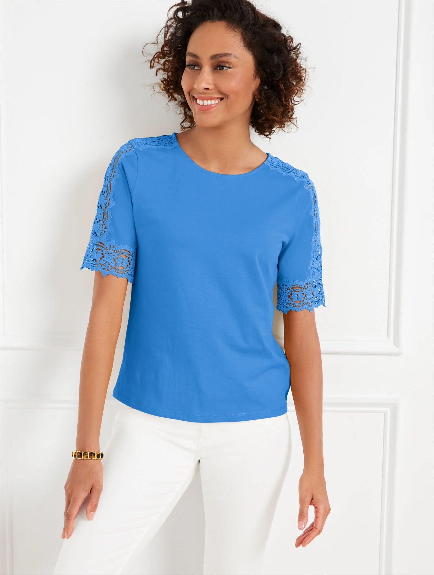 Lace Cuff Crewneck Tee