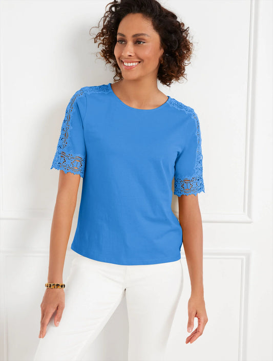 Lace Cuff Crewneck Tee