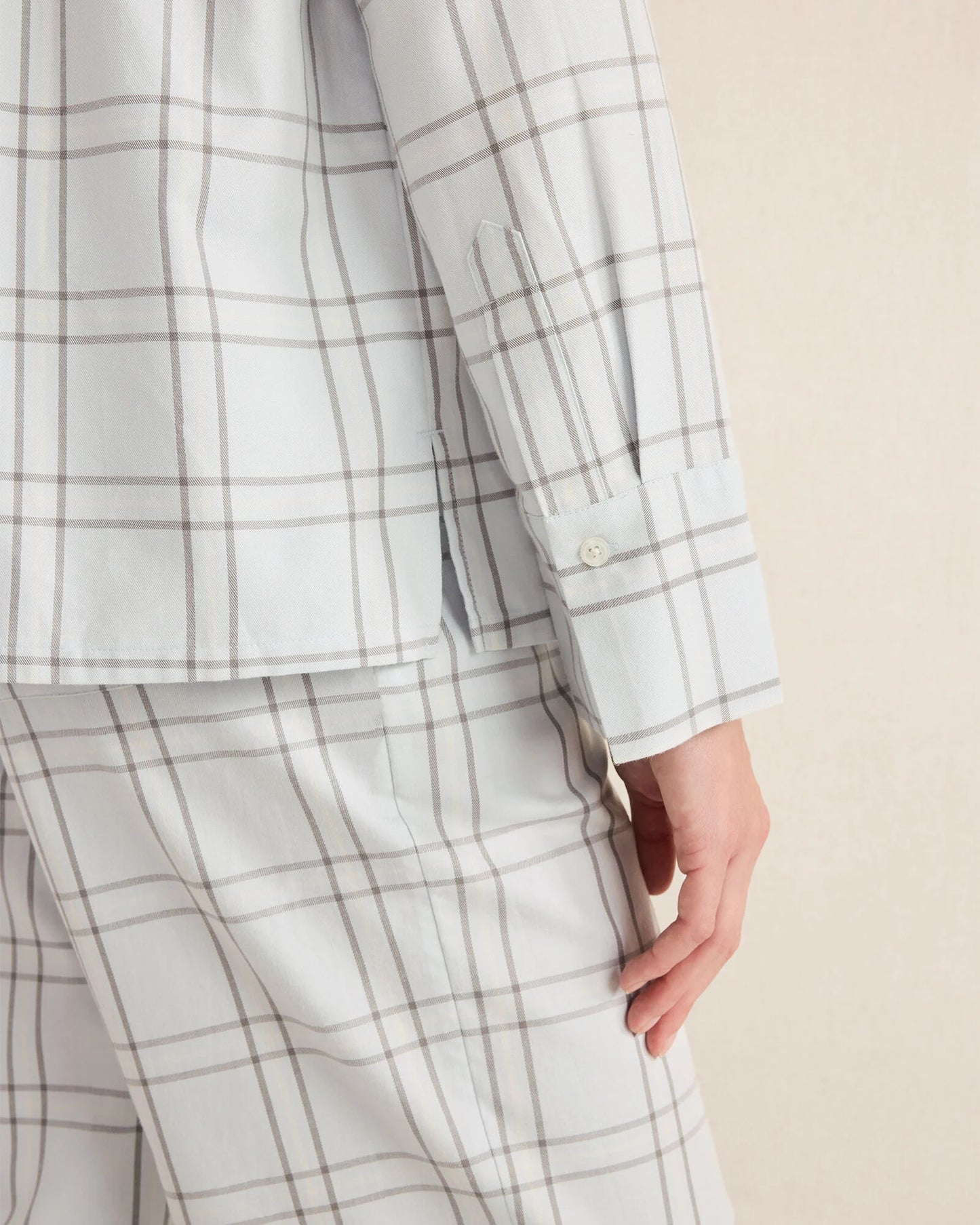 Lightweight Flannel Windowpane Pajama Top