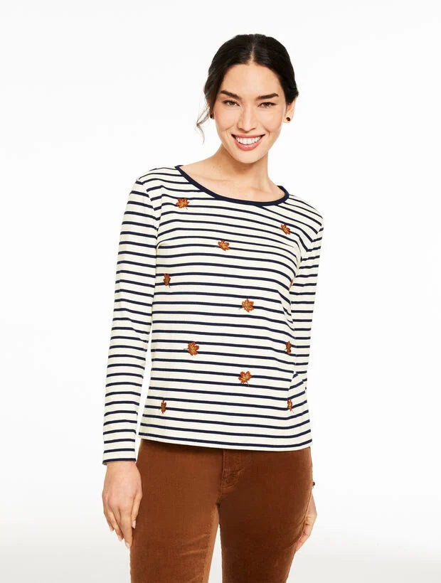 Long Sleeve Crewneck Tee - Falling Leaves