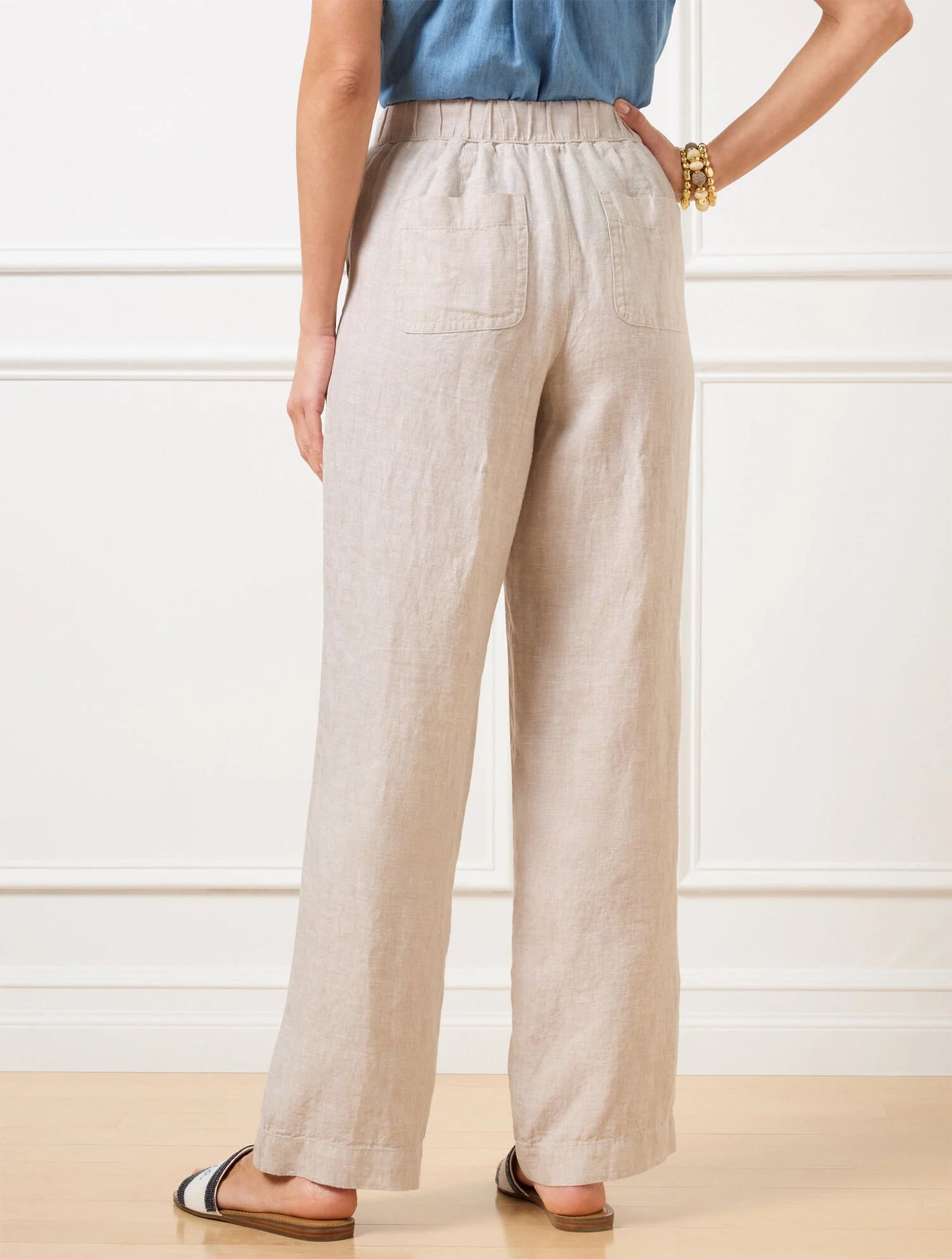 Wide Leg Washed Linen Pants - Cross-Dyed