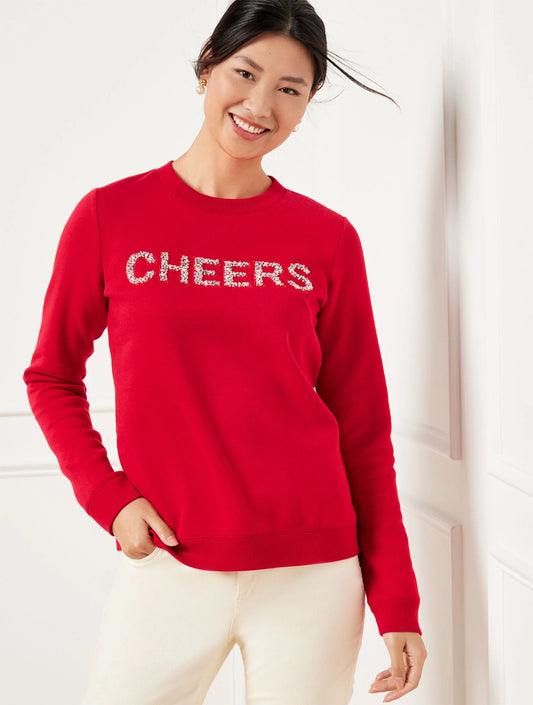 Embellished Crewneck Sweatshirt - Cheers