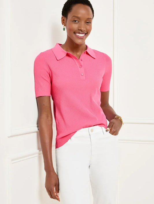 Ribbed Polo Sweater