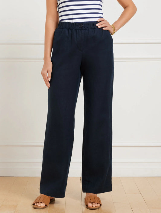 Wide Leg Washed Linen Pants