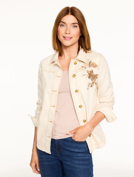 Embroidered Denim Shirt Jacket