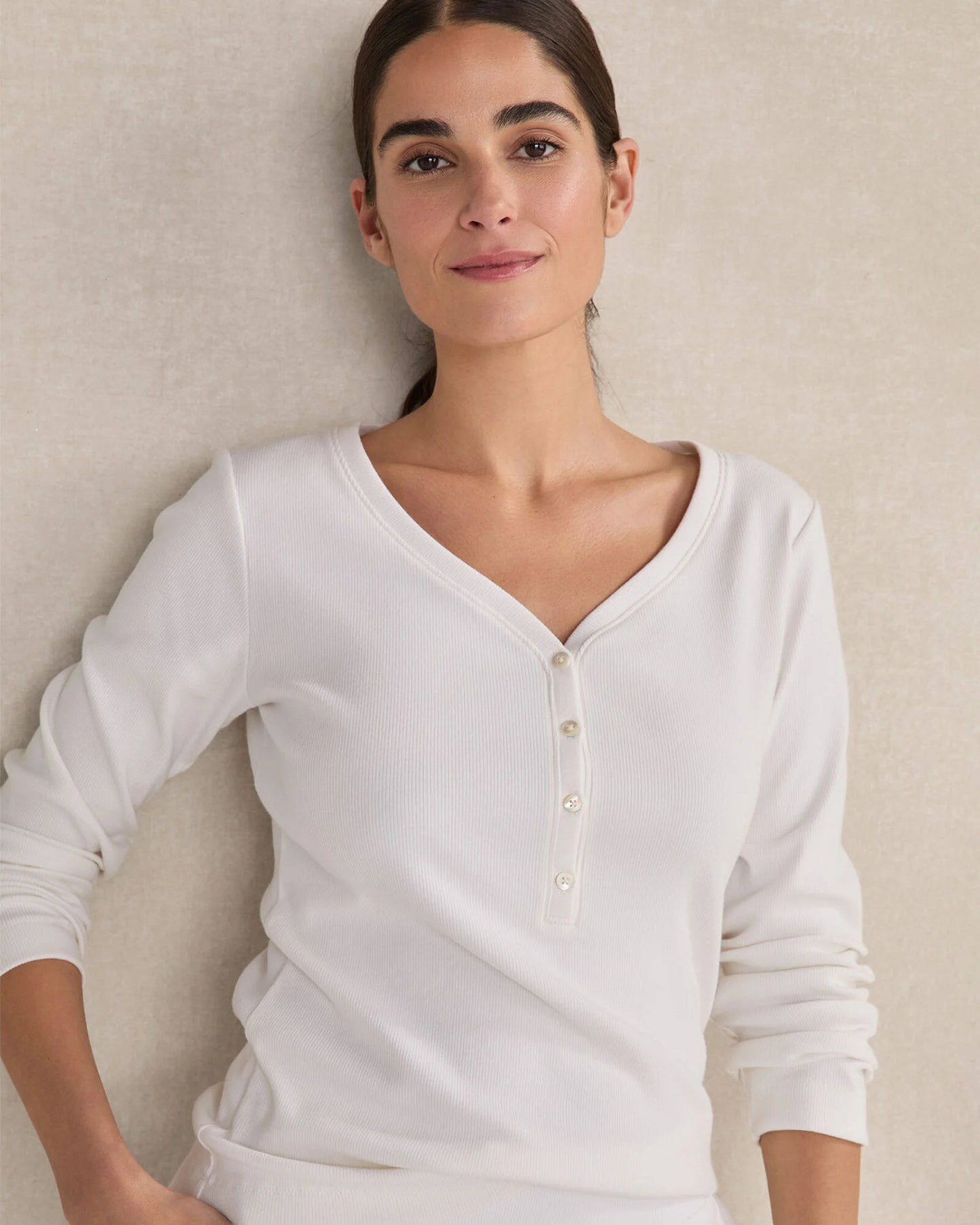 Organic Cotton Rib Knit Henley