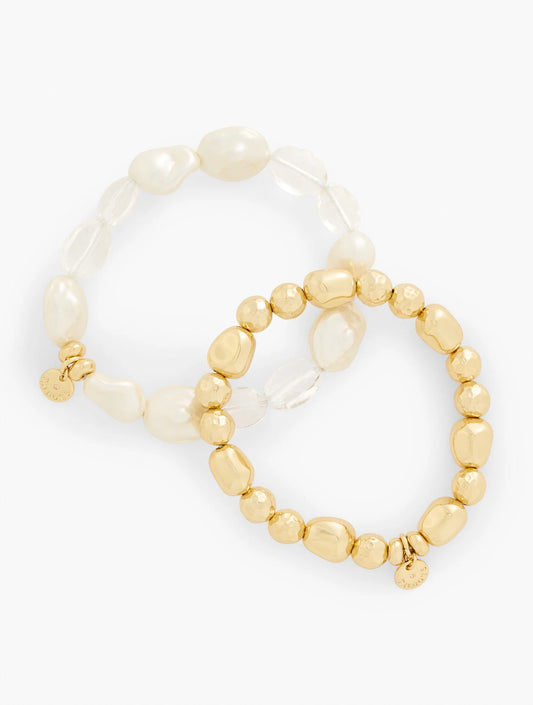 Pearl & Crystal Beaded Stretch Bracelet Set