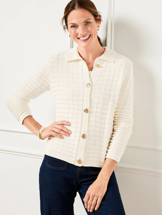 Textured Polo Cardigan