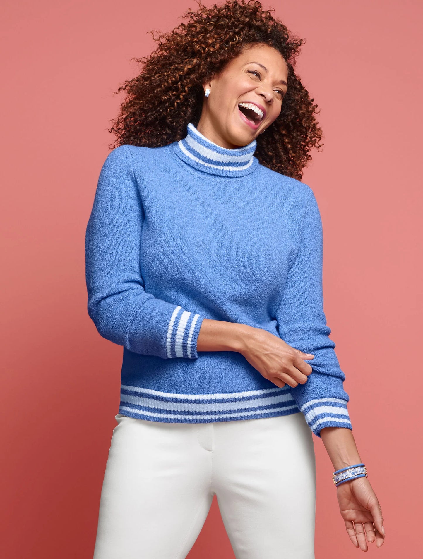 Tipped Stretch Terry Turtleneck