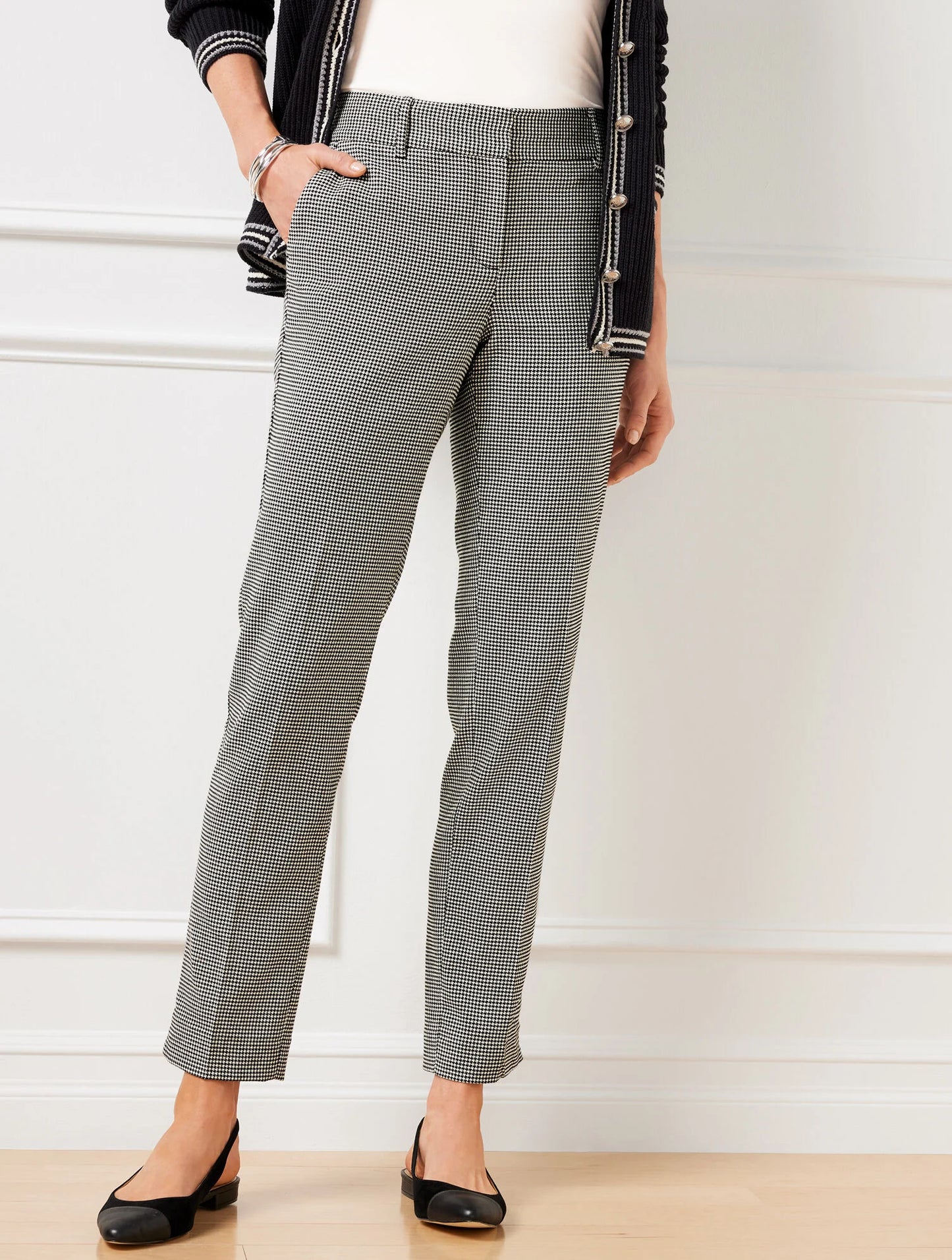 Talbots Hampshire Straight Ankle Pants - Harvest Houndstooth