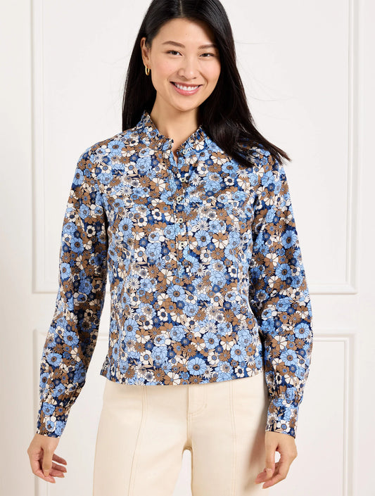 Ruffle Short Shirt - Gathered Blossoms