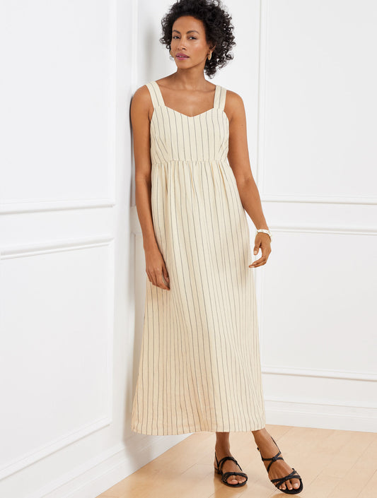 Sleeveless Linen Maxi Dress - Riviera Stripe