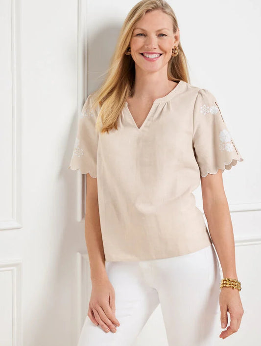 Embroidered Linen Cotton Top